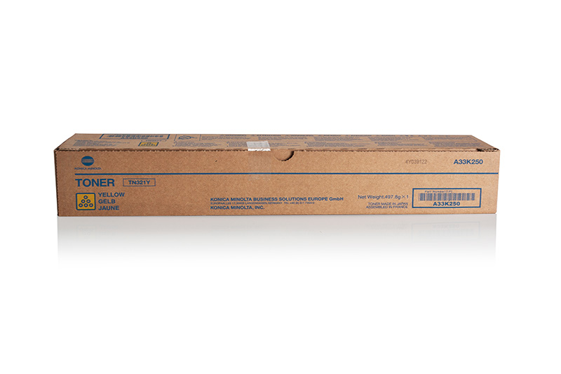 Konica Minolta TN321Y Yellow Toner Cartridge 25k pages for Bizhub C224/224e/284/284e/364/364e - A33K250 - GRADE A STOCK