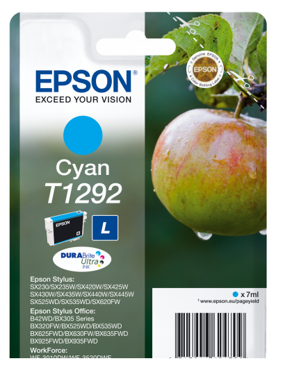 Epson T1292 Apple Cyan Standard Capacity Ink Cartridge 7ml - C13T12924012 - GRADE A STOCK