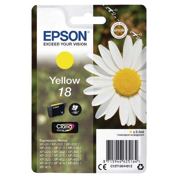 Epson 18 Daisy Yellow Standard Capacity Ink Cartridge 3ml - C13T18044012 - GRADE A STOCK