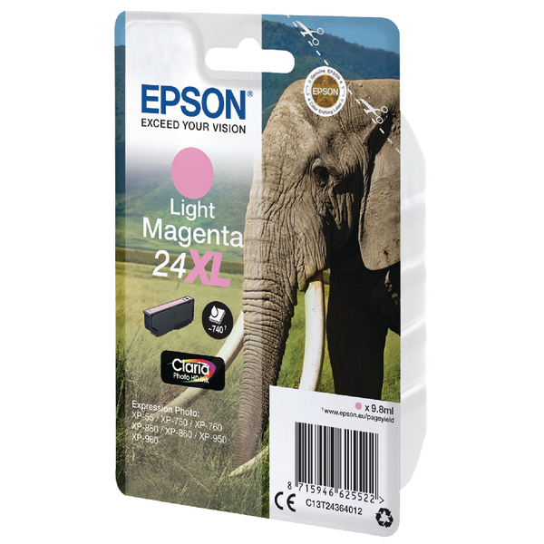 Epson C13T24354012 (24XL) Ink Cartridge Bright Cyan High Capacity 500 Pages 9.8ml