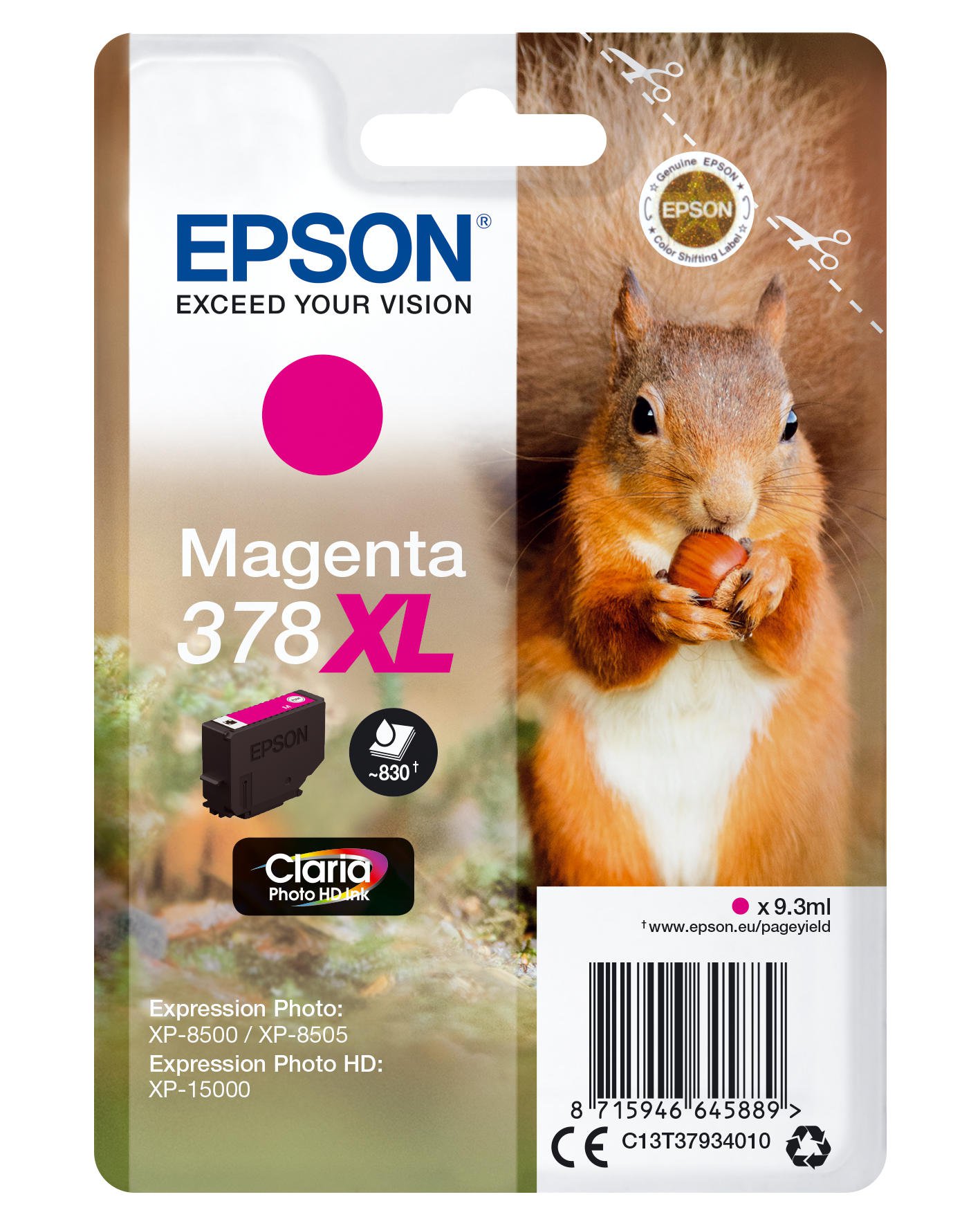 OEM Epson 378XL High Capacity Cyan Ink Cartridge T3792