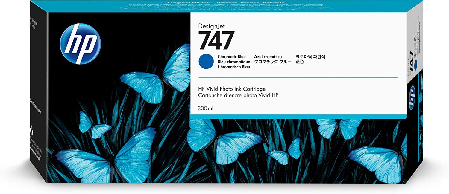 HP 747 Chromatic Blue Standard Capacity Ink Cartridge 300ml - P2V85A - GRADE A STOCK