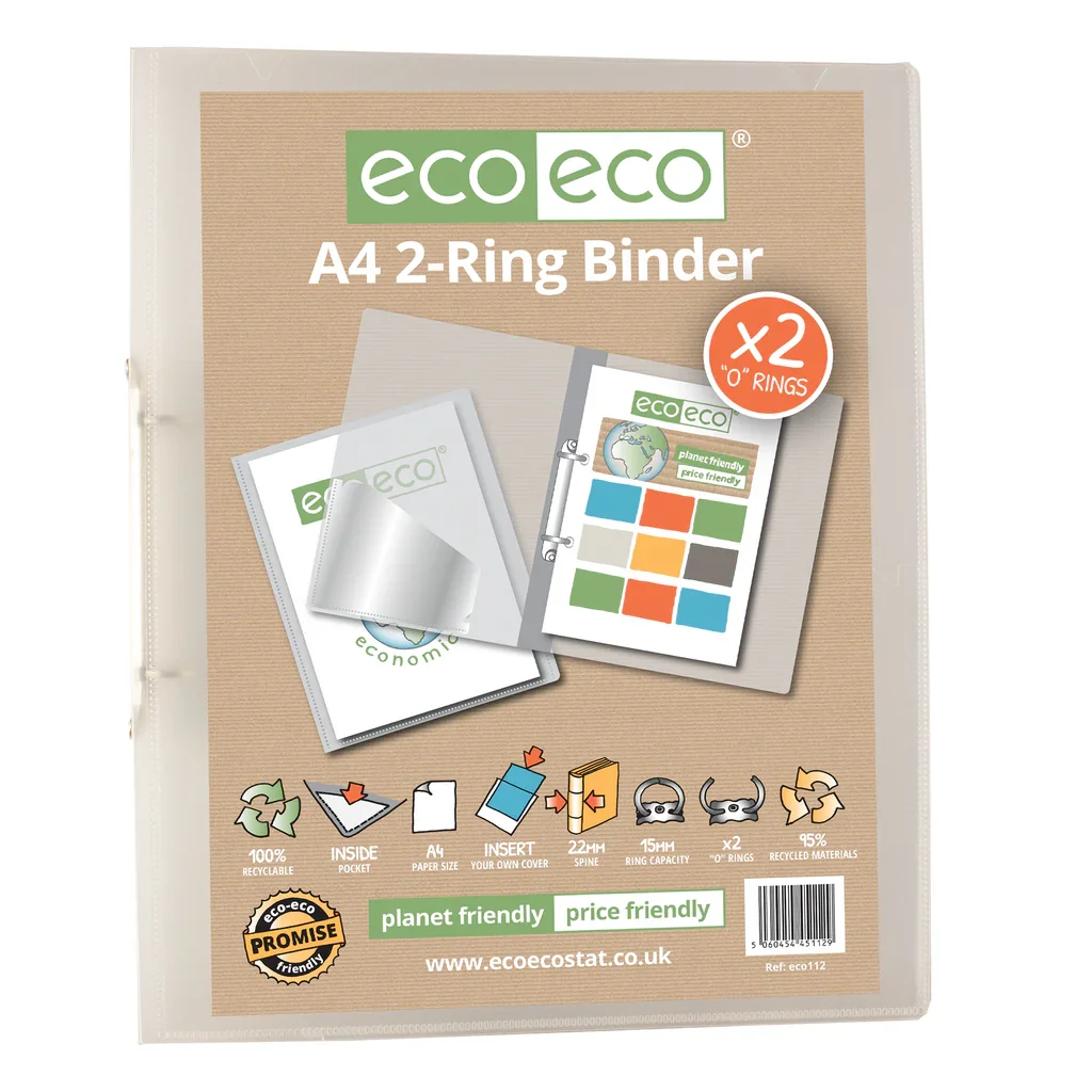 Pack 5 A4 50% Recycled Clear Press Stud Wallets - Pack of 5