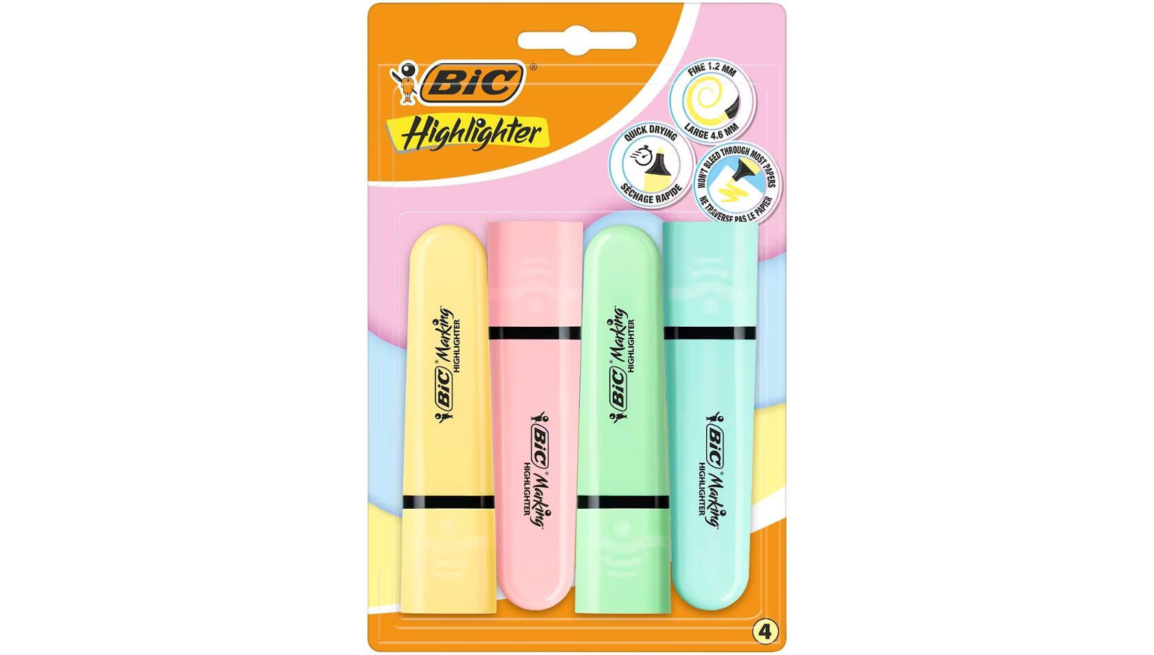 BIC Marking Highlighter Chisel Tip Assorted Pack of 4