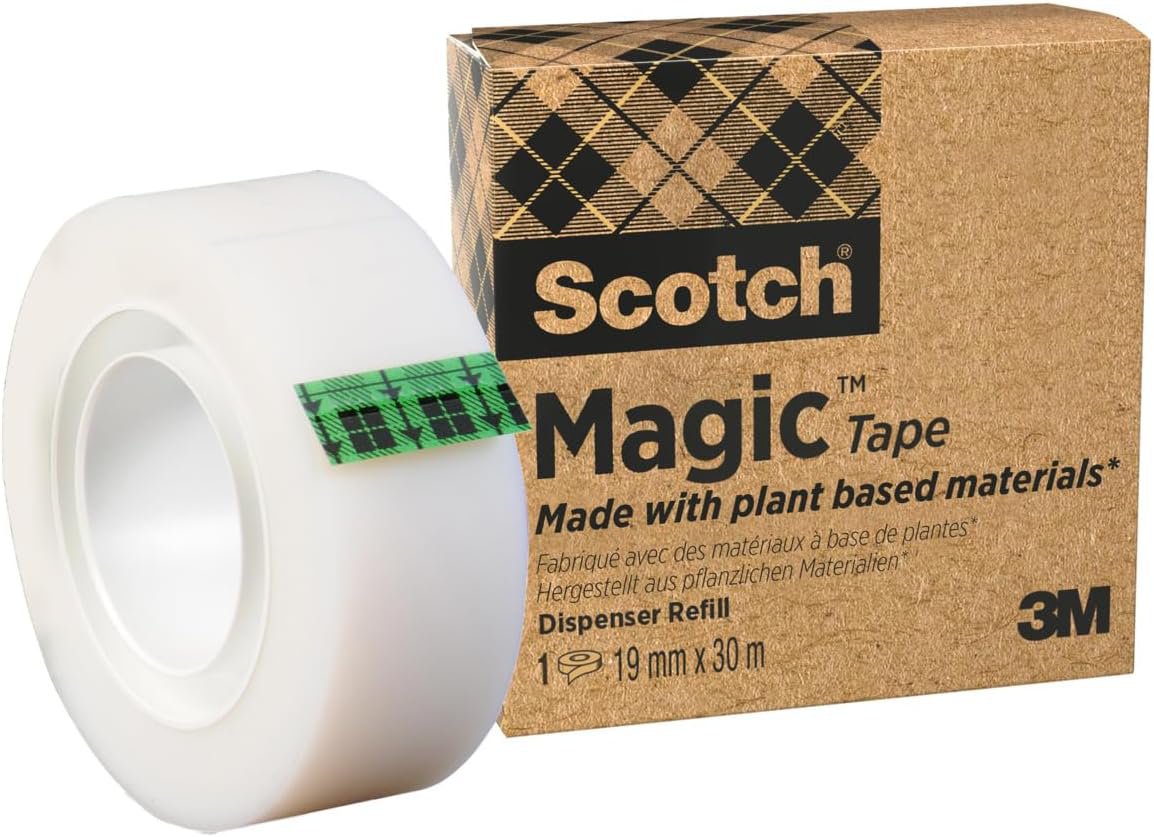 Scotch Magic™ Tape, Made with 66% Plant Based Adhesive, 19 mm x 33 m, 9 Rolls/Pack