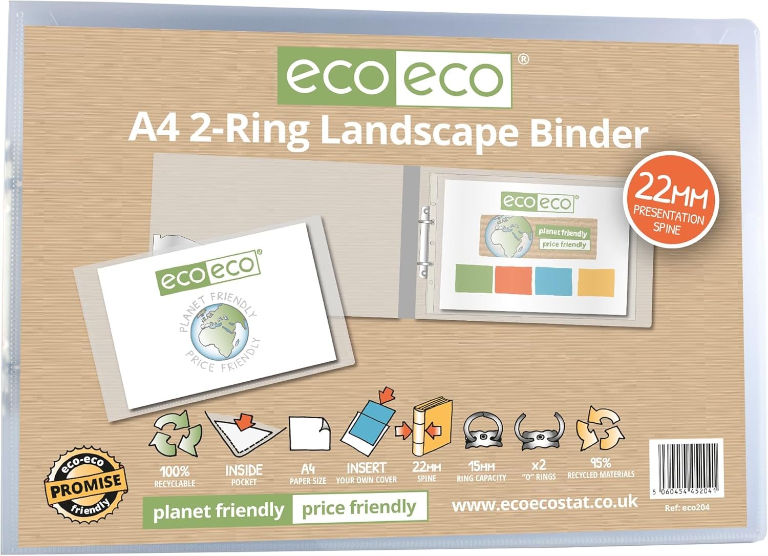 A4 Clear 95% Recycled 2-O Ring Landscape Binder (1)