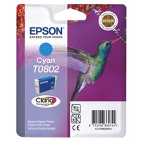 Epson T0802 Hummingbird Cyan Standard Capacity Ink Cartridge 7ml - C13T08024011 - GRADE A STOCK