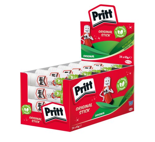 Pritt Original Glue Stick Sustainable Long Lasting Strong Adhesive Solvent Free Value Pack 43g (Pack 24) - 1564148