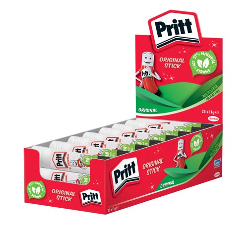 Pritt Original Glue Stick Sustainable Long Lasting Strong Adhesive Solvent Free Value Pack 11g (Pack 25) - 1564149