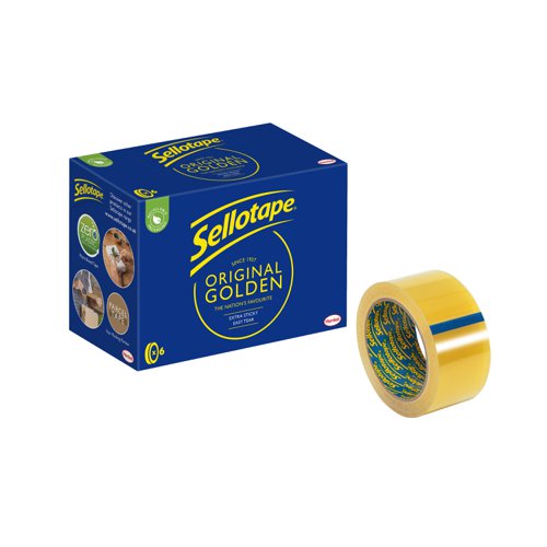 Sellotape Original Easy Tear Extra Sticky Golden Tape 48mm x 66m (Pack 6) - 2974502