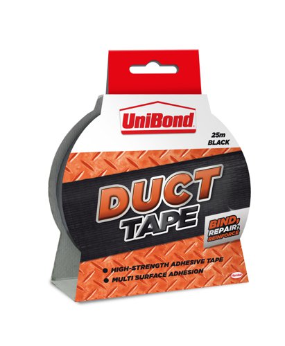 UniBond Duct Tape High Strength Adhesive Tape 50mm x 25m Black (Roll) - 2675764