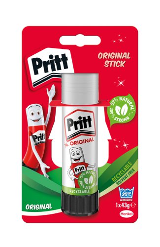 Pritt Original Glue Stick Sustainable Long Lasting Strong Adhesive Solvent Free Retail Hanging Card Value Pack 43g (Pack 12) - 1456075