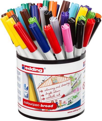 edding Colour Pen Broad Assorted Colours Classpack (Pack 42) - 4-COLBROAD-42