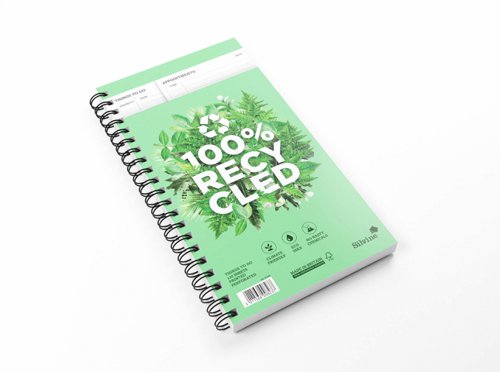 Silvine Recycled Wirebound Things To-Do Book 280 x 150mm 120 Sheets 100% Recycled Paper Green (Pack 5) - R106