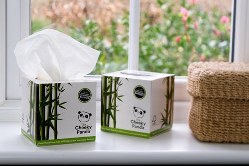 Cheeky Panda Sustainable Plastic-Free Bamboo Cube Facial Tissue 56 Sheets Per Pack (Pack 12 ) - CUBFTX12