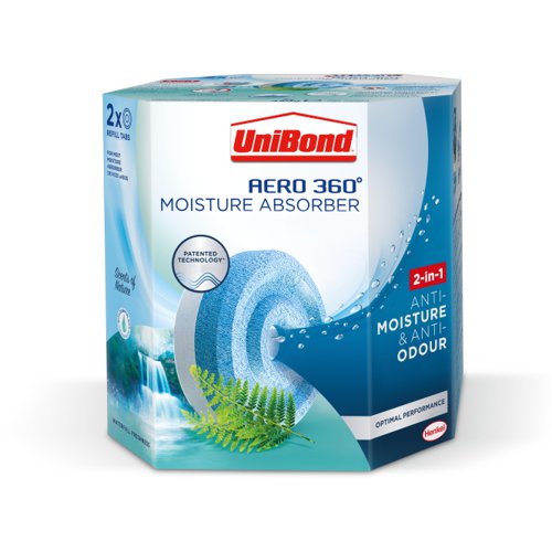 Unibond Aero 360 Moisture Absorber 2-in-1 Anti-Moisture and Anti-Odour Waterfall Freshness Refill (Pack 2) - 2631290