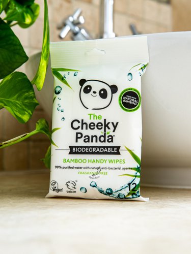 Cheeky Panda Sustainable Biodegradable Bamboo Handy Wipes 12 Wipes Per Pack (Pack 72) - HANDWX72