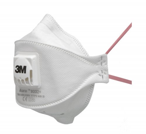 3M Aura Flat-Fold Particulate Respirator FFP3V 9332+ (Pack 10) - 3M9332PLUS