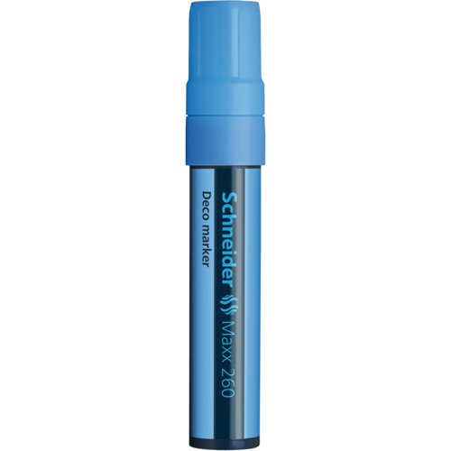 Schneider Maxx 260 Chalk Marker Odourless Liquid Chalk Chisel Tip 5mm-15mm Line Width Blue (Pack 5) - 126010