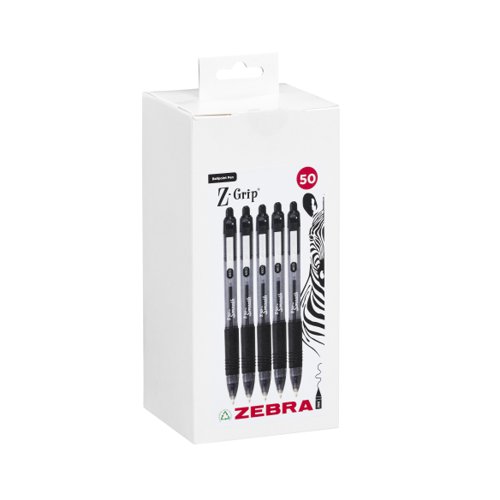 Zebra Z-Grip Smooth Ballpoint Pen 1.0mm Tip Black (Pack 50) - 02759