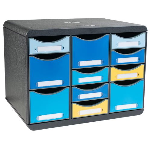 Exacompta Bee Blue Store Box 11 Drawer Set 270 x 355 x 271mm Assorted Colours (Each) - 3137202D