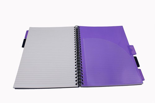 Europa Splash A4 Project Book Wirebound 200 Micro Perf Pages 80gsm FSC Ruled Punch 4 Holes Purple (Pack 3) - EU1506Z