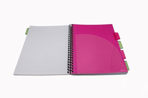 Europa Splash A4 Project Book Wirebound 200 Micro Perf Pages 80gsm FSC Ruled Punch 4 Holes Pink (Pack 3) - EU1507Z