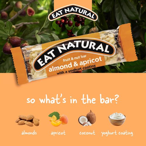 Eat Natural Almond Apricot & Yoghurt Fruit & Nut Gluten Free Bar 50g (Pack 12 x 50g) - 0401377