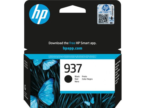 HP 937 Black Standard Ink Cartridge  1450 Pages - 4S6W5NE