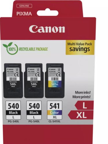 Canon PG-540/​C541 Black & Colour High Yield Ink Cartridge  2 x 11ml + 1 x 15ml - 5224B017