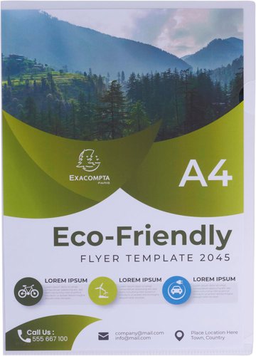 Exacompta Forever Recycled Polypropylene Cut Flush Folders A4 120 Micron PK100 - 58320E