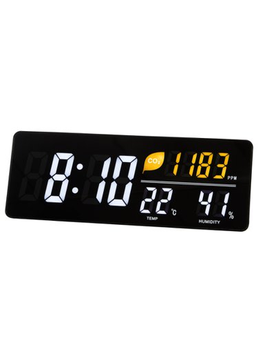 Alba LED Wall Clock With CO2 Level Temperature and Humidity Sensor Black - HORDGTL CO2 UK