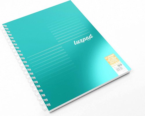 Silvine Luxpad Twin Wire FSC Notebook A4+ 200 Page Ruled With Margin Metallic Pearl Green (Pack 3) - LUXA4MT