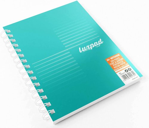 Silvine Luxpad Twin Wire FSC Notebook A5+ 200 Page Ruled With Margin Metallic Pearl Green (Pack 3) - LUXA5MT