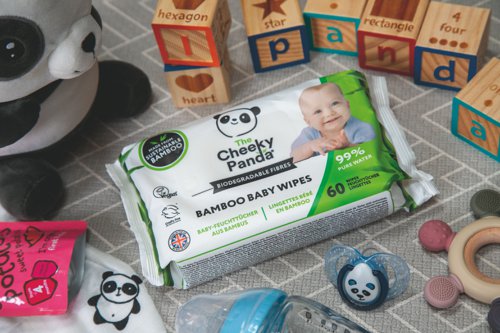 Cheeky Panda Sustainable Biodegradable Bamboo Baby Wipe 60 Wipes Per Pack (Pack 12) - BABYWX12-GBR