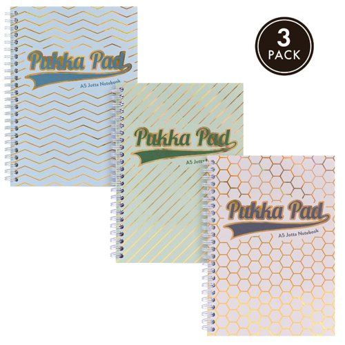 Pukka Haze Jotta Notepad A5 Wirebound 200 Ruled Pages 80gsm Paper Assorted Colours (Pack 3) - 9868(AST)-HZE