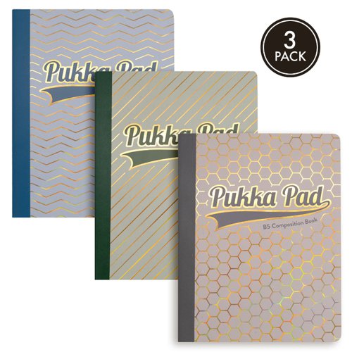 Pukka Haze Composition Book B5 Casebound 140 Ruled Pages With Margin 80gsm Paper Assorted Colours (Pack 3) - 9892-HZE