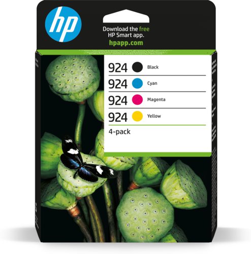 HP No 924 CYMK Standard Ink Cartridge 1 x 500pg + 3 x 400pg - 6C3Z1NE