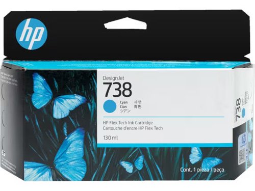 HP No 738 Cyan Standard Capacity Ink Cartridge 130ml - 498N5A