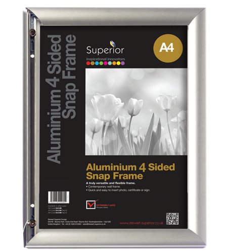 SECO A4 Brushed Aluminium Snap Frame Silver - AM9