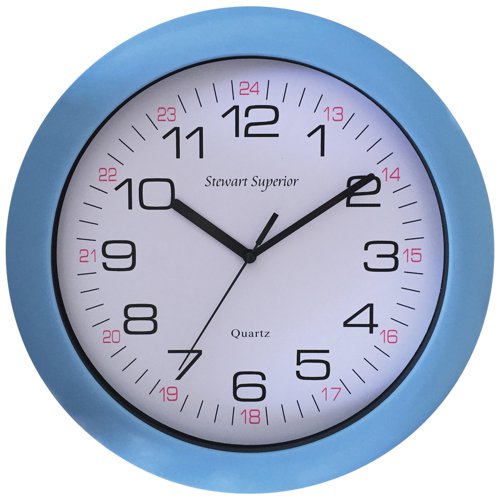 SECO Sandhurst Quartz Wall Clock 300mm Diameter with Blue Surround - 2120I BLUE