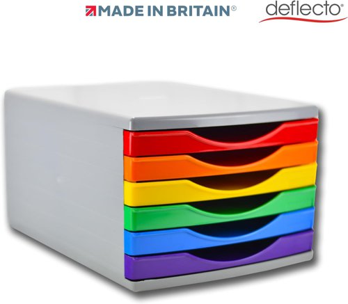 Deflecto 180mm Drawer Tower Unit 6 x 30mm Rainbow Colours - CP146YTRBW