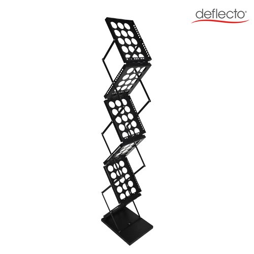 Deflecto A4 Portable Folding Floor Stand with 6 x Double Sided Shelves Black - 36104