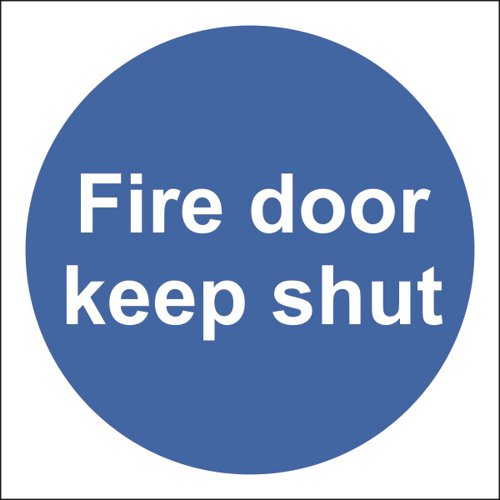 SECO Mandatory Safety Sign Fire Door Keep Shut Semi Rigid Plastic 100 x 100mm - M014SRP100X100