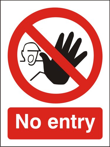 SECO Prohibition Safety Sign No Entry Semi Rigid Plastic 150 x 200mm - P115SRP150X200