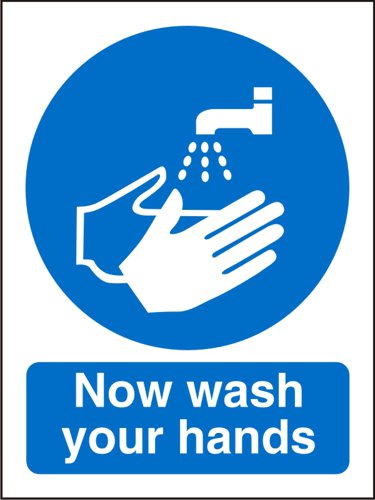 SECO Mandatory Safety Sign Now Wash Your Hands Self Adhesive Vinyl 150 x 200mm - M001SAV150X200