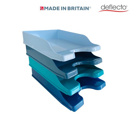 Deflecto Cool Breeze A4 Continental Letter Trays Deep Blue and Aqua (Pack 4) - CP130YTCB