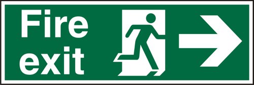 SECO Safe Procedure Safety Sign Fire Exit Man Running and Arrow Pointing Right Semi Rigid Plastic 450 x 150mm - SP121SRP450X150