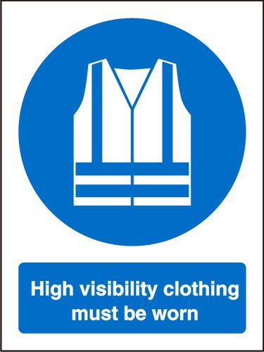 SECO Mandatory Safety Sign High Visibility Clothing Must Be Worn Semi Rigid Plastic 150 x 200mm - M162SRP150X200