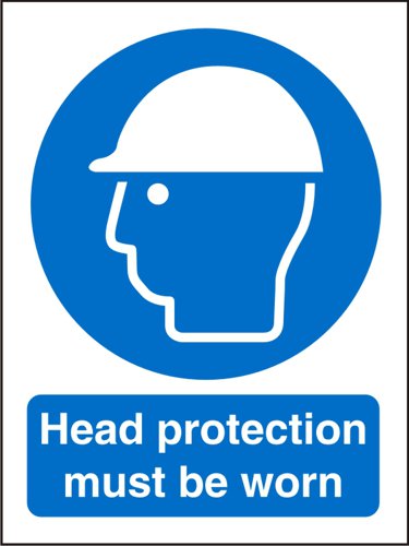 SECO Mandatory Safety Sign Head Protection Must Be Worn Semi Rigid Plastic 150 x 200mm - M005SRP150X200